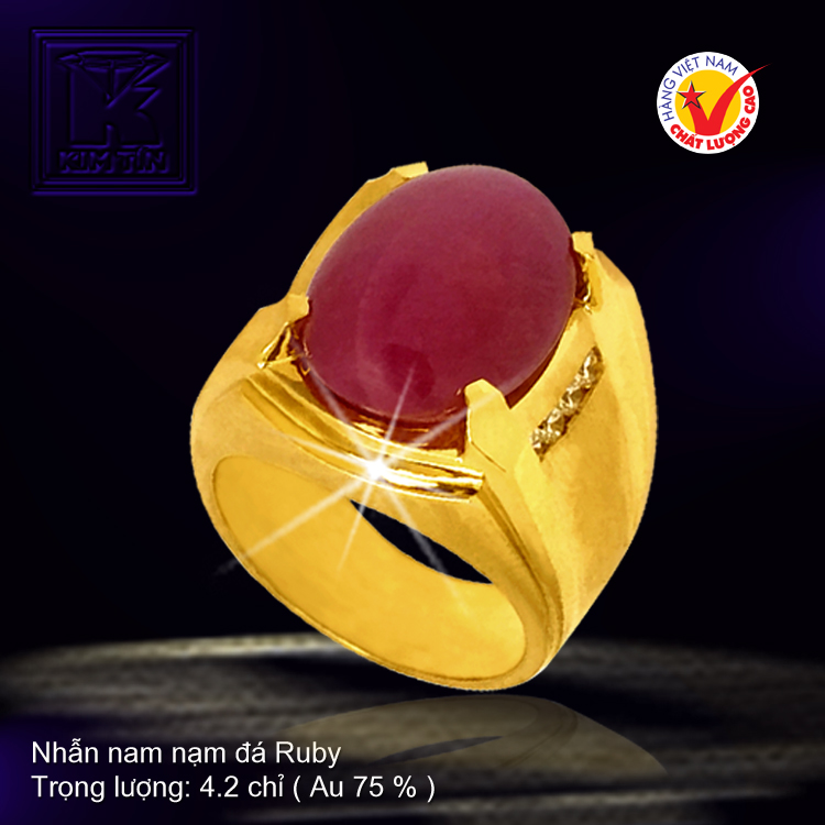 Nhẫn nam nạm đá Ruby