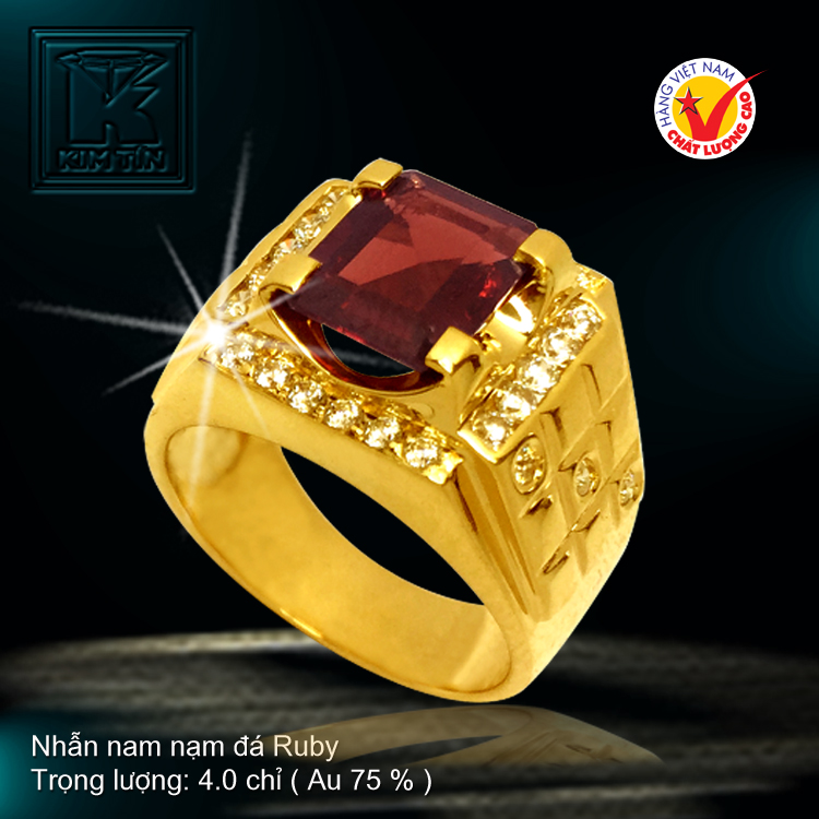 Nhẫn nam nạm đá Ruby