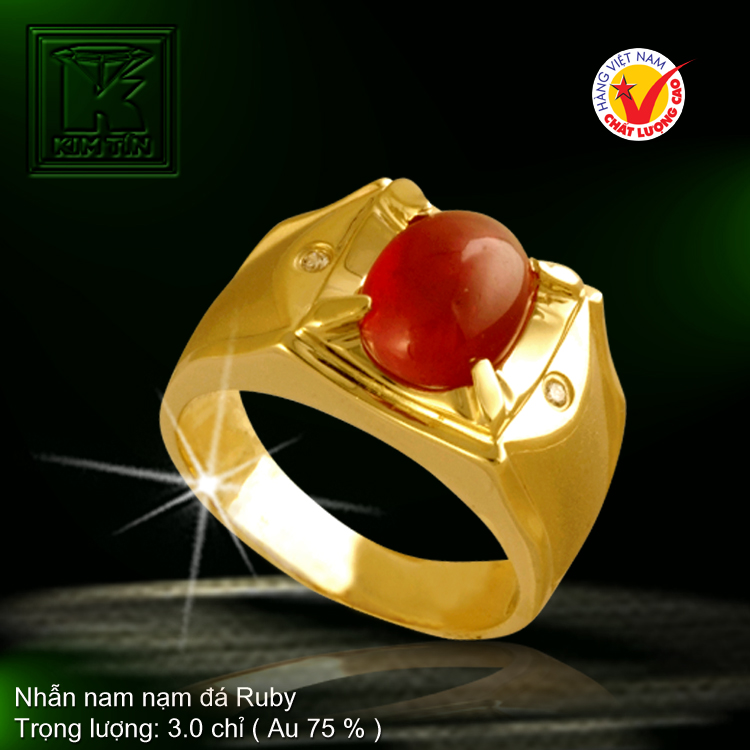 Nhẫn nam nạm đá Ruby