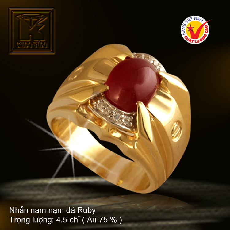 Nhẫn nam nạm đá Ruby