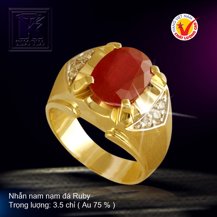 Nhẫn nam nạm đá Ruby