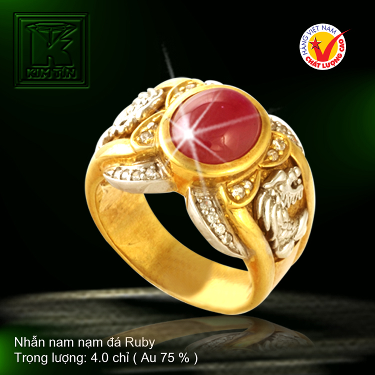 Nhẫn nam nạm đá Ruby