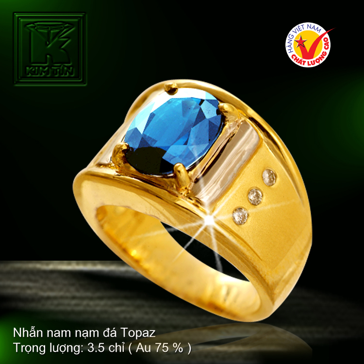 Nhẫn nam nạm đá Topaz