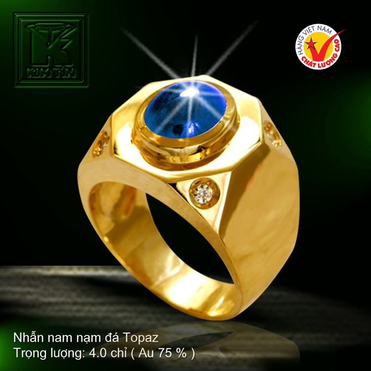 Nhẫn nam nạm đá Topaz