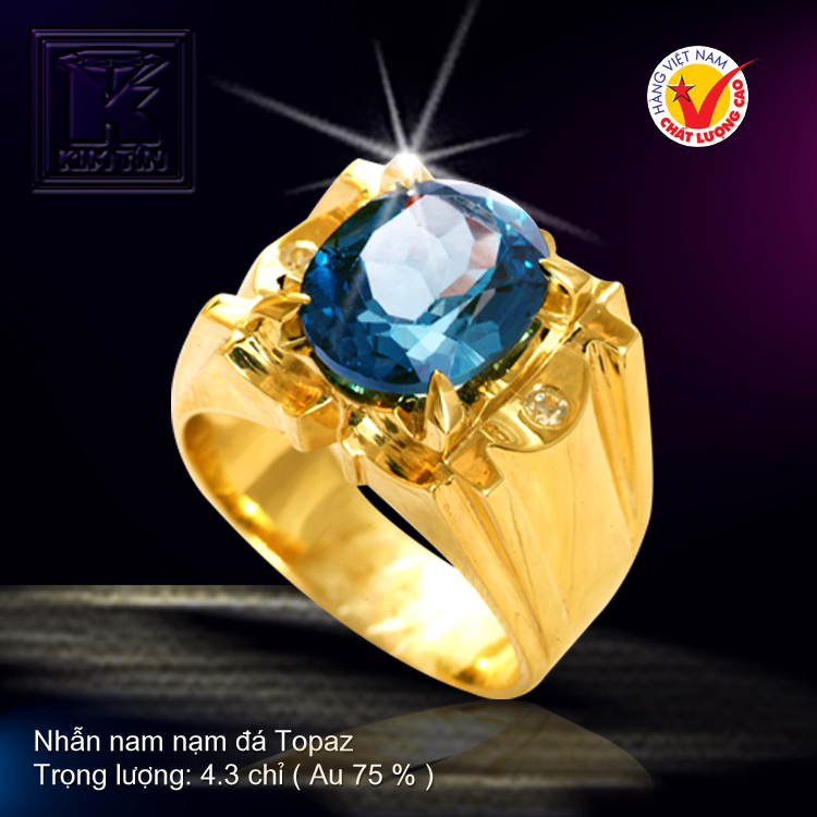 Nhẫn nam nạm đá Topaz