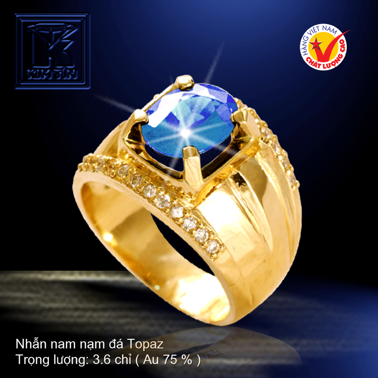 Nhẫn nam nạm đá Topaz