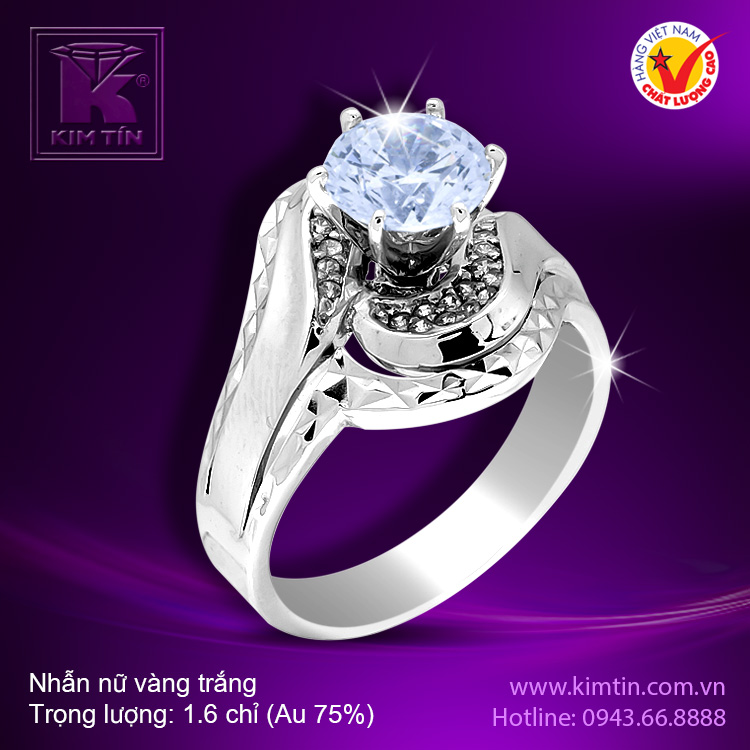 Nhẫn nữ vàng trắng 18K