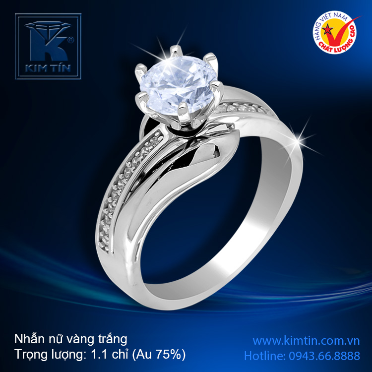 Nhẫn nữ vàng trắng 18K