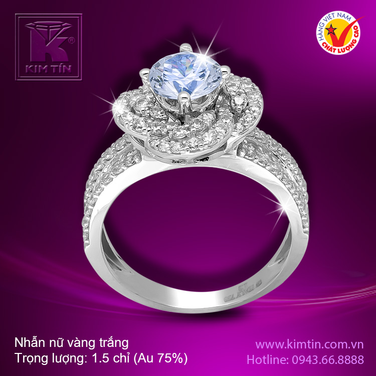 Nhẫn nữ vàng trắng 18K