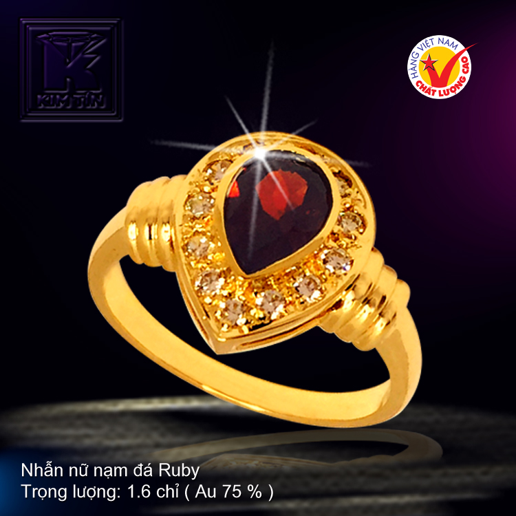 Nhẫn nữ nạm đá Ruby