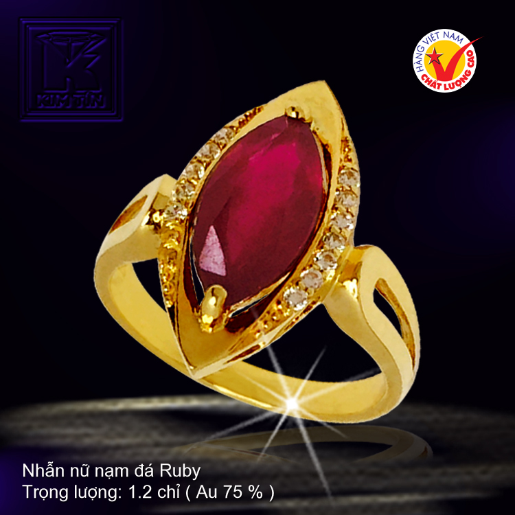 Nhẫn nữ nạm đá Ruby