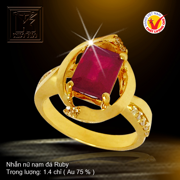 Nhẫn nữ nạm đá Ruby