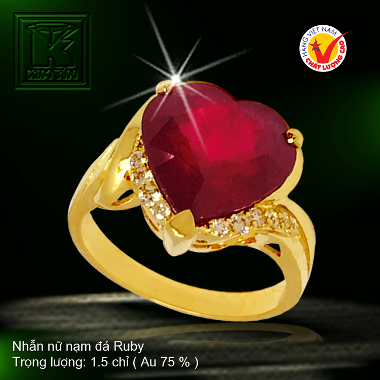 Nhẫn nữ nạm đá Ruby