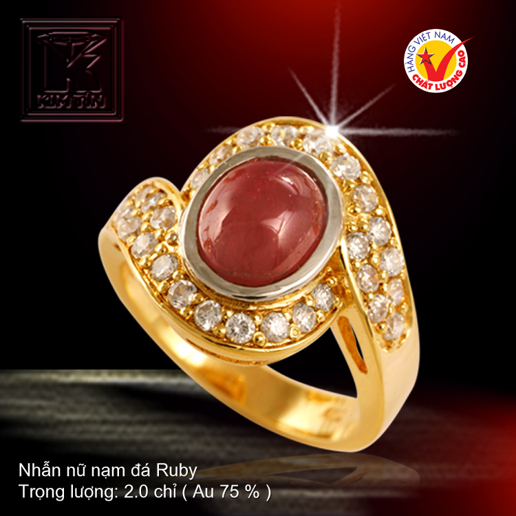 Nhẫn nữ nạm đá Ruby