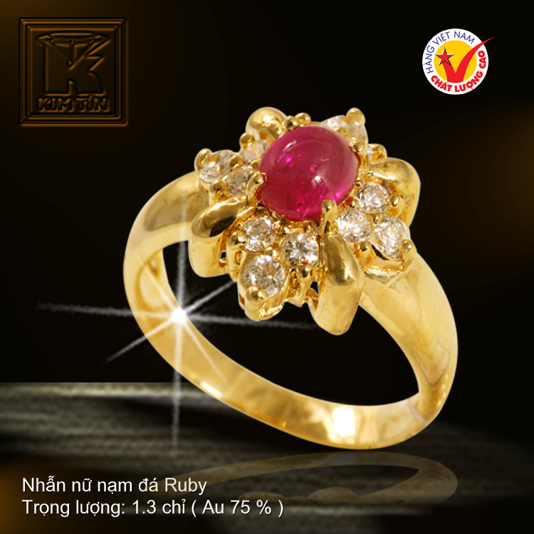 Nhẫn nữ nạm đá Ruby