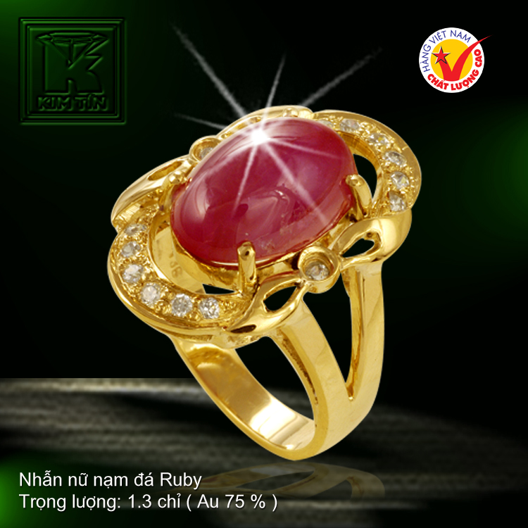 Nhẫn nữ nạm đá Ruby