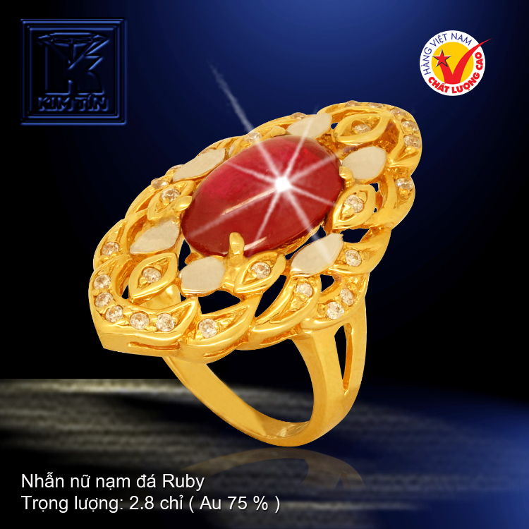 Nhẫn nữ nạm đá Ruby