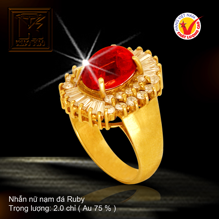 Nhẫn nữ nạm đá Ruby