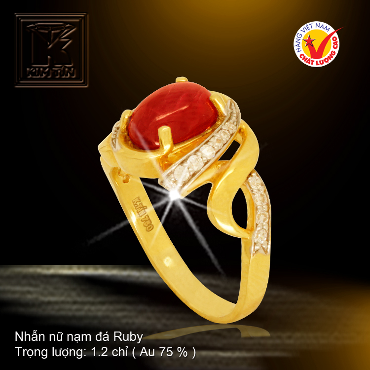 Nhẫn nữ nạm đá Ruby