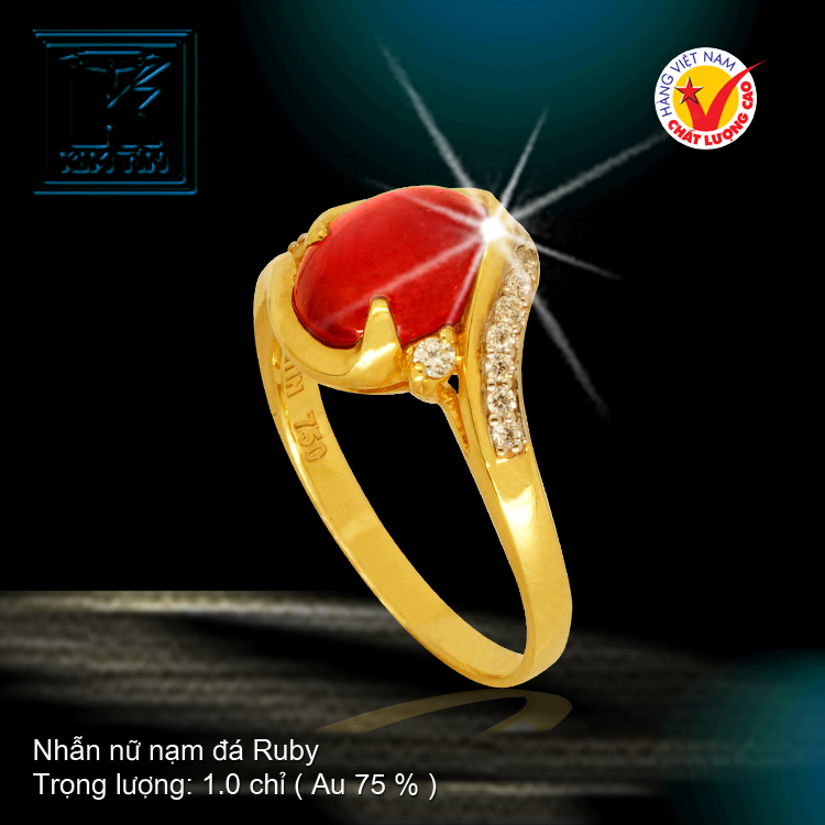 Nhẫn nữ nạm đá Ruby