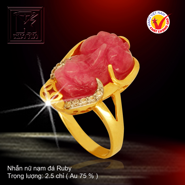 Nhẫn nữ nạm đá Ruby