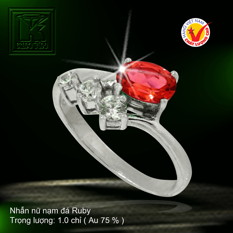 Nhẫn nữ nạm đá Ruby