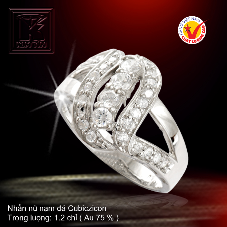 Nhẫn nữ vàng trắng 18K