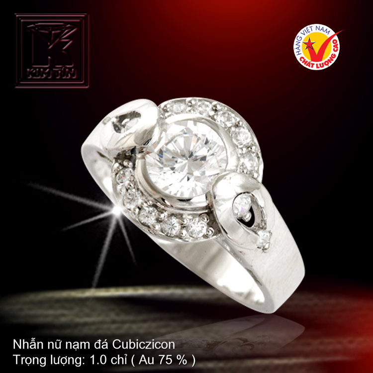 Nhẫn nữ vàng trắng 18K