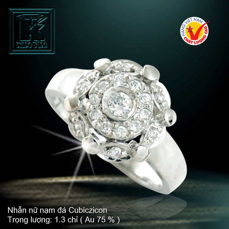 Nhẫn nữ vàng trắng 18K