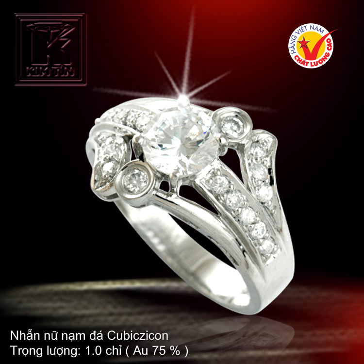 Nhẫn nữ vàng trắng 18K