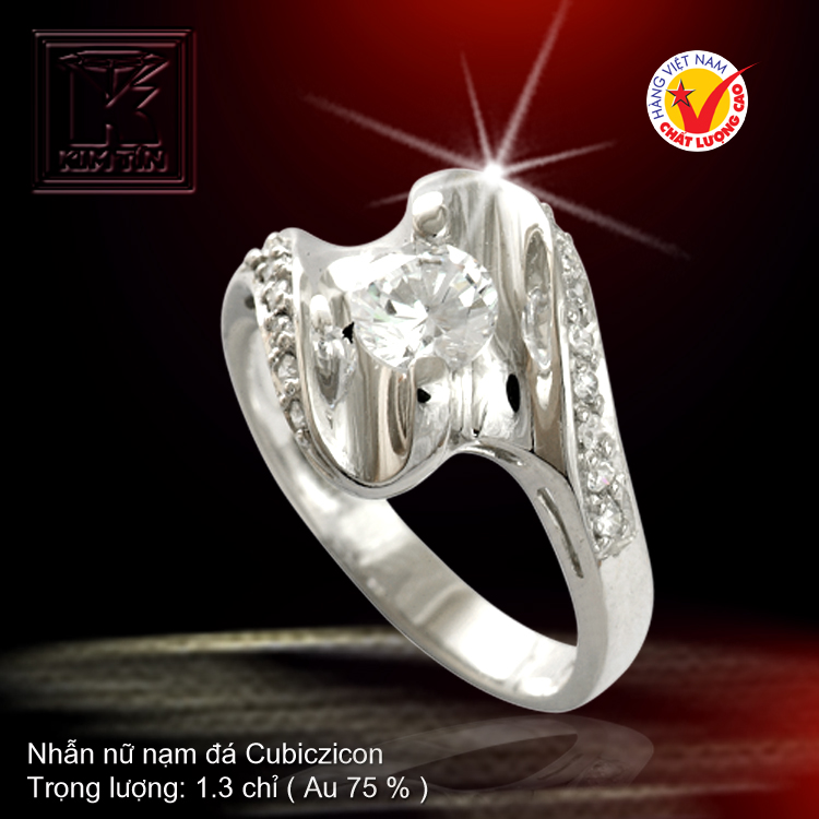 Nhẫn nữ vàng trắng 18K