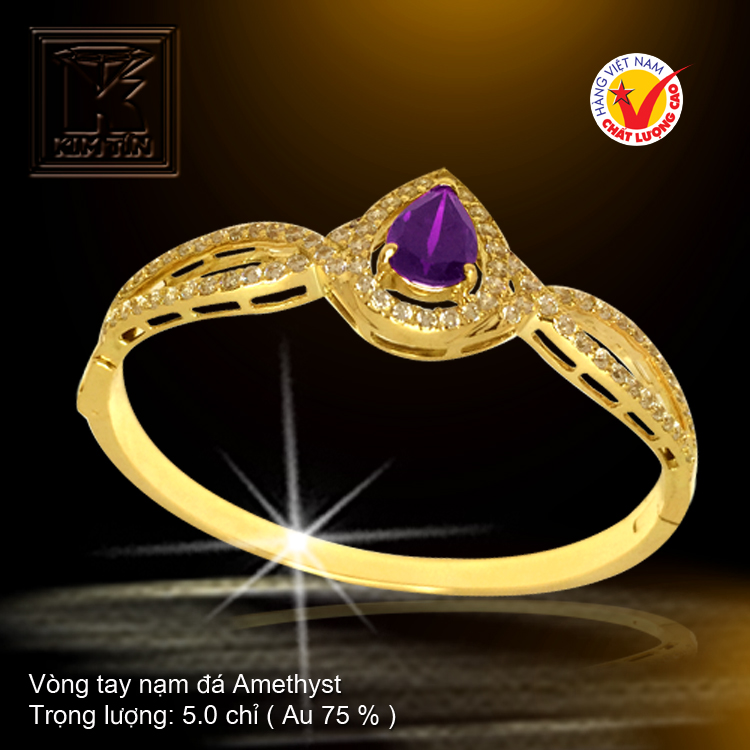 Vòng tay nạm đá Amethyst