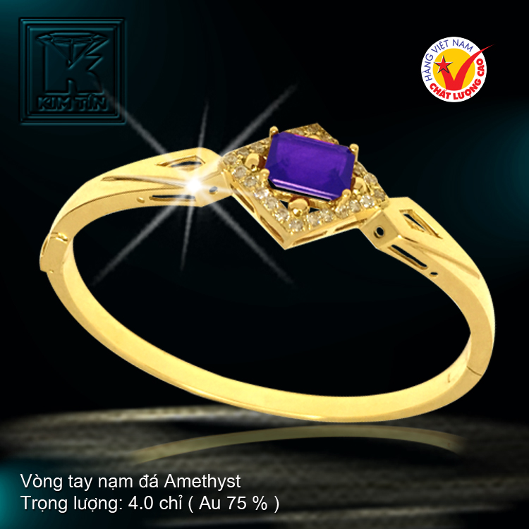 Vòng tay nạm đá Amethyst