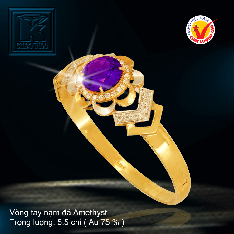 Vòng tay nạm đá Amethyst