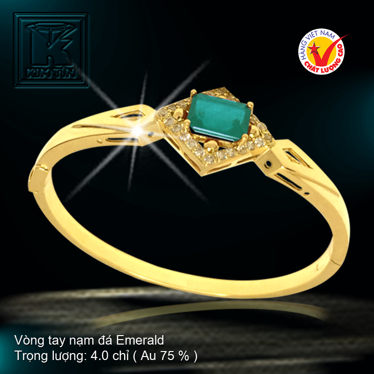 Vòng tay nạm đá Emerald