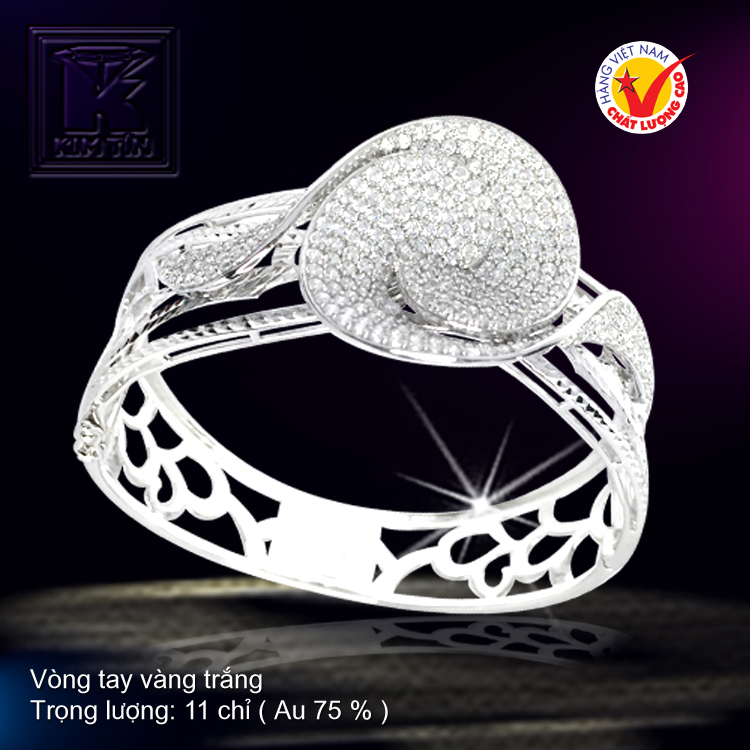 Vòng tay vàng trắng 18K