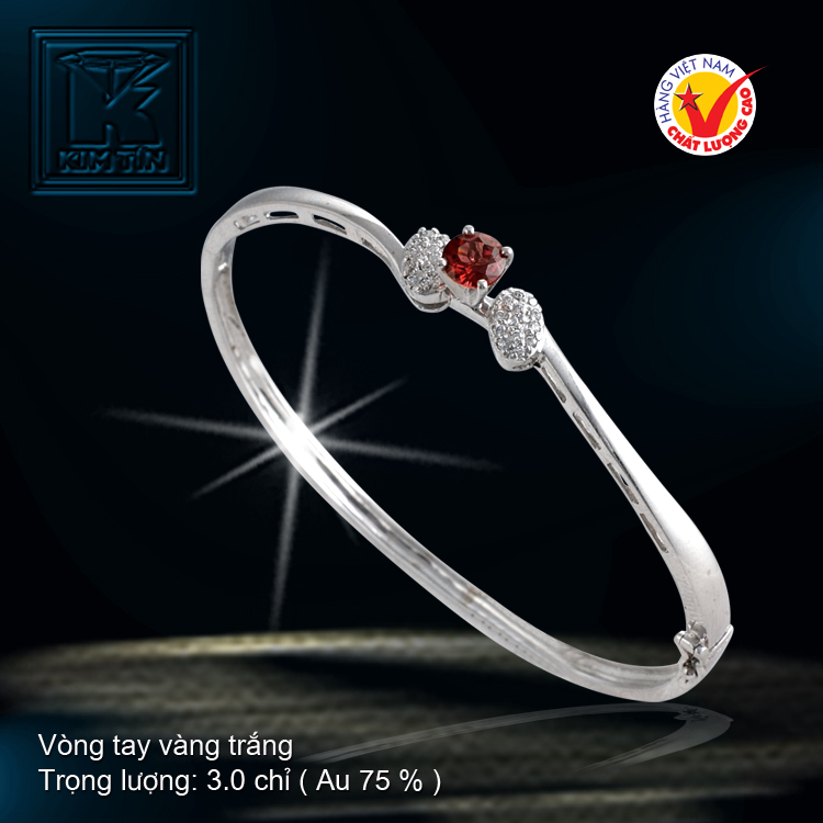 Vòng tay vàng trắng 18K