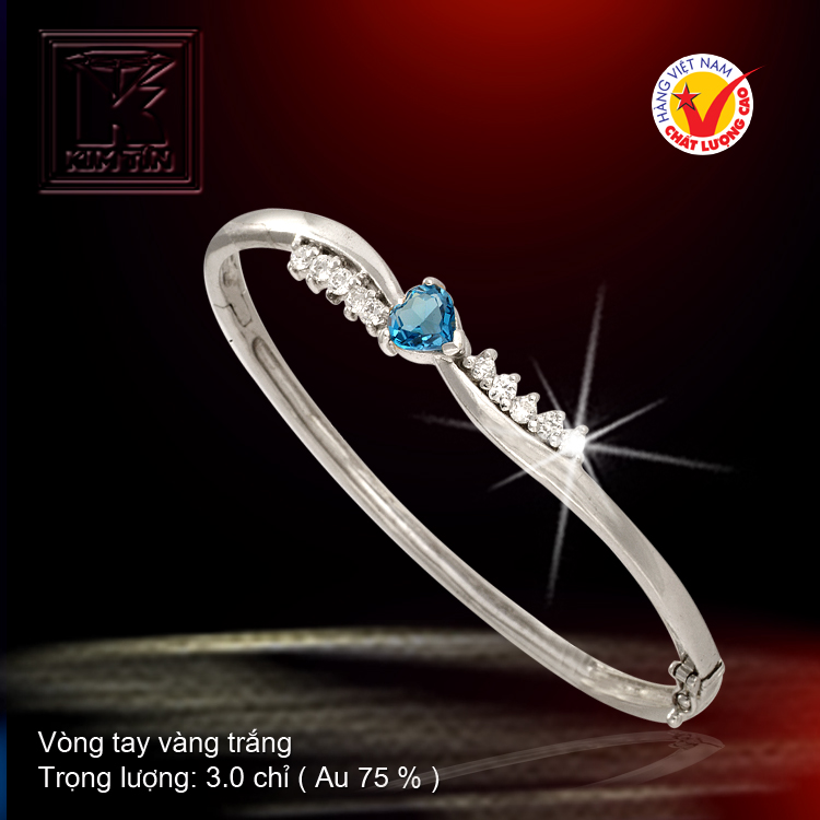 Vòng tay vàng trắng 18K