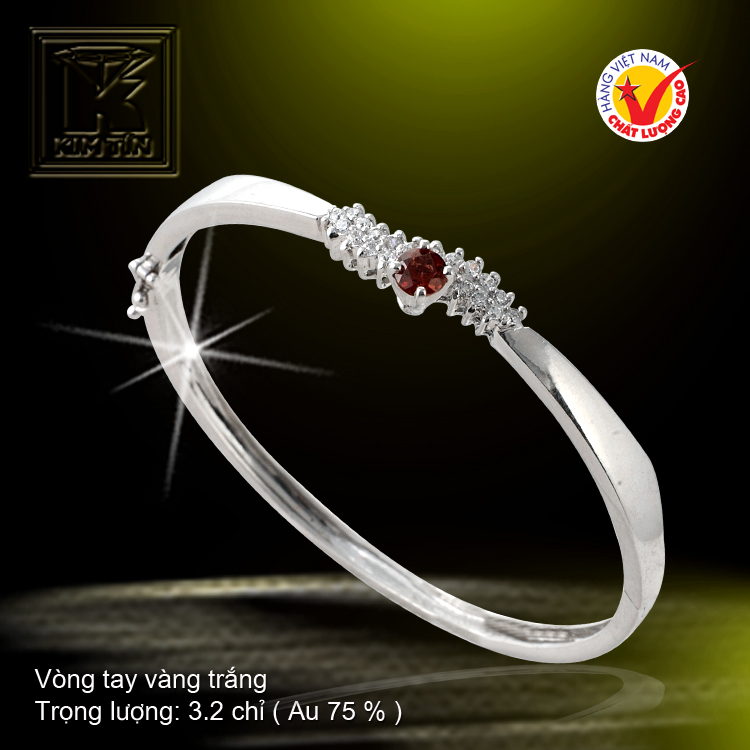 Vòng tay vàng trắng 18K