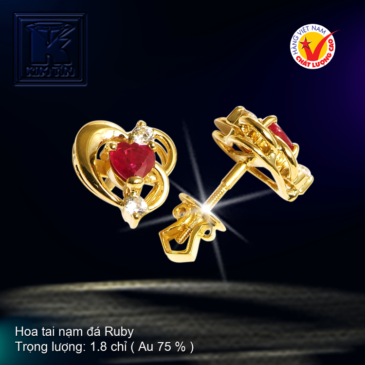 Hoa tai nạm đá Ruby