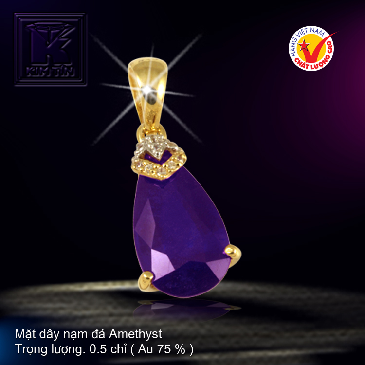 Mặt dây nạm đá Amethyst